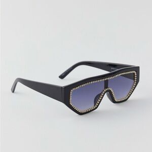Rhinestone bold black square sunglasses